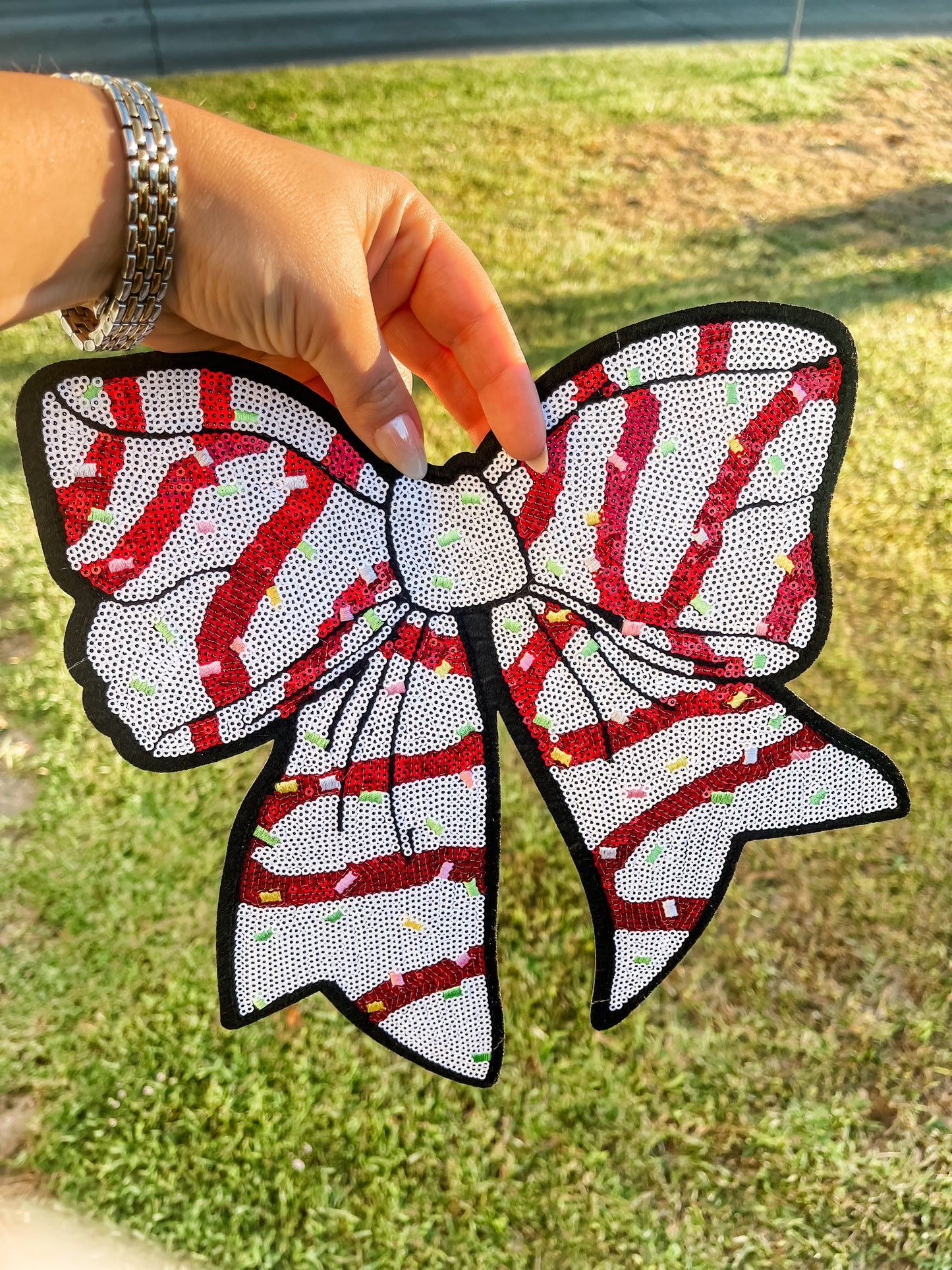 Peppermint Sprinkle Sequin Bow Sweatshirt