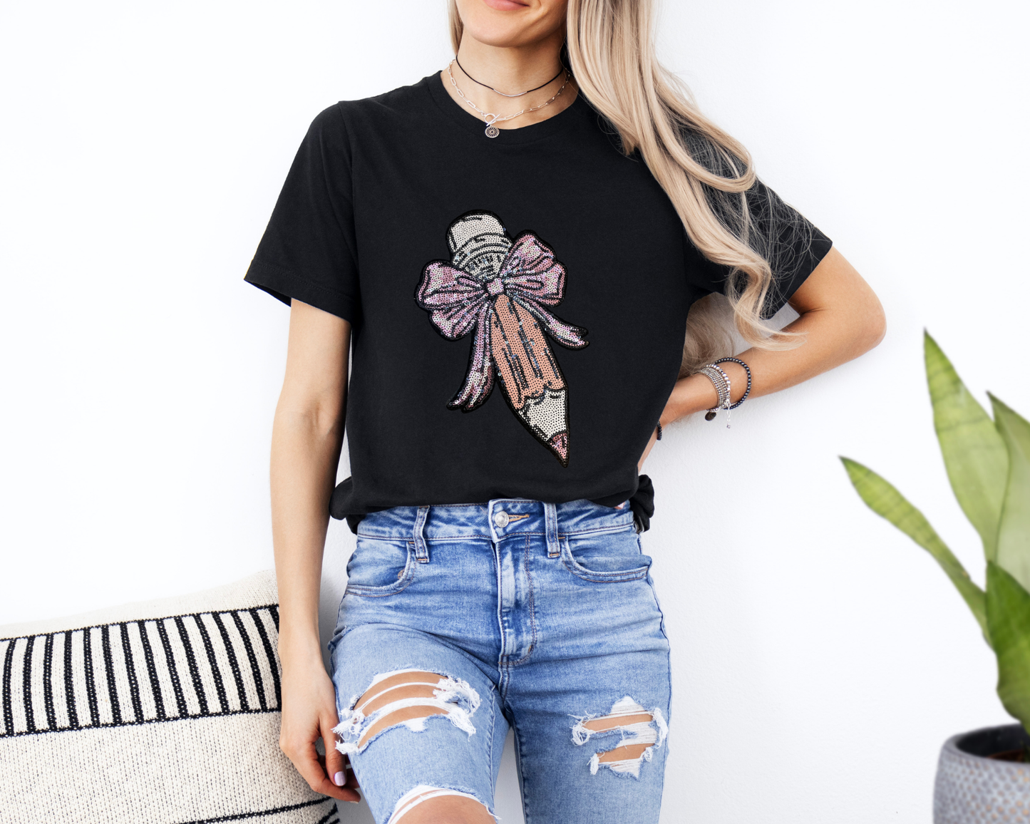 Pretty Pencil Bow Patch Top