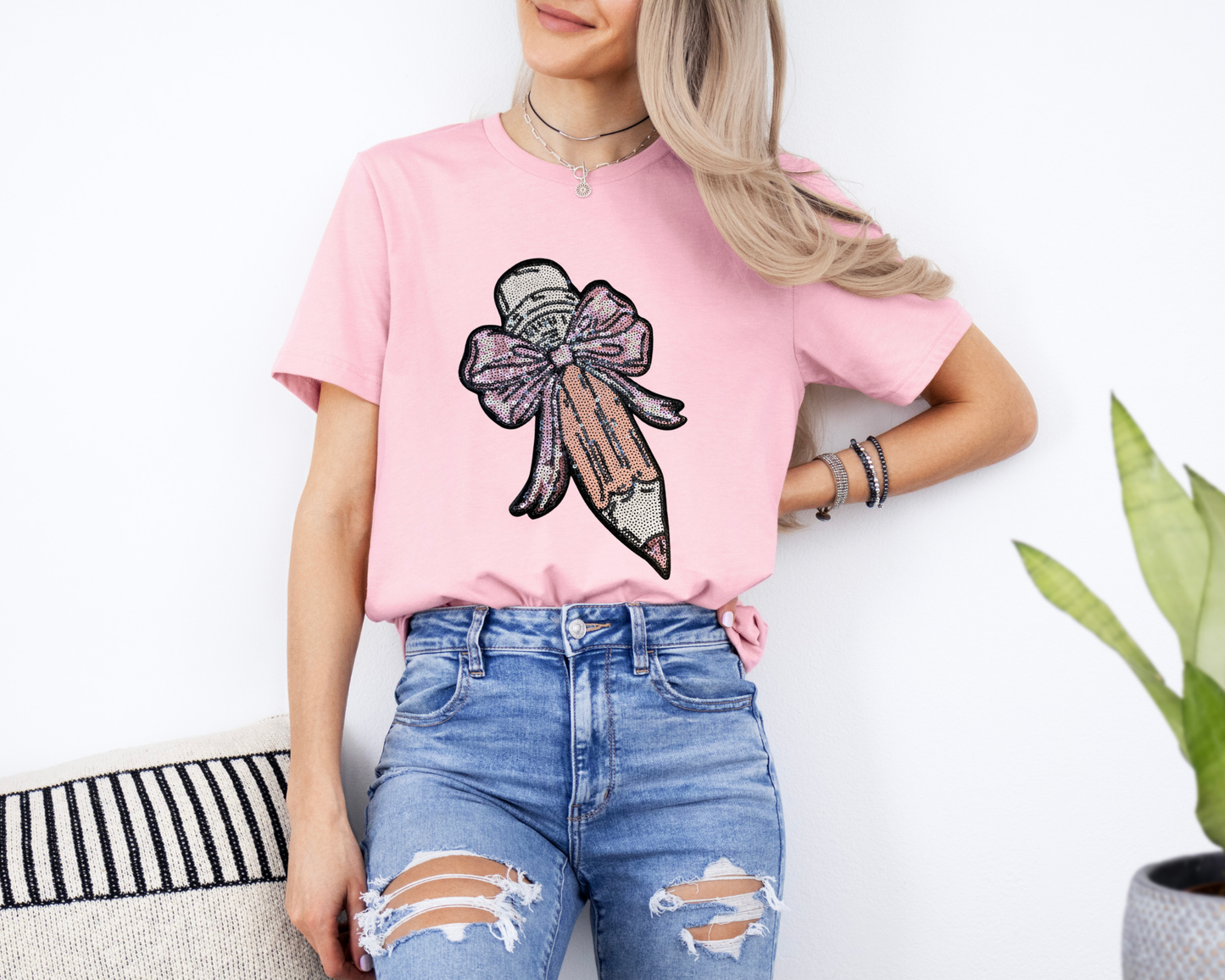 Pretty Pencil Bow Patch Top