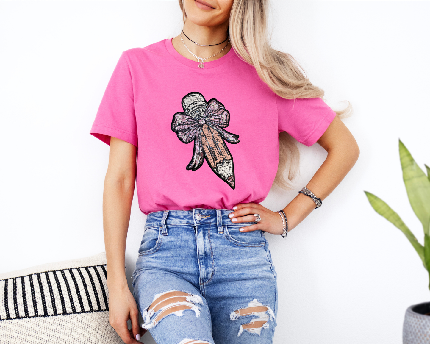 Pretty Pencil Bow Patch Top