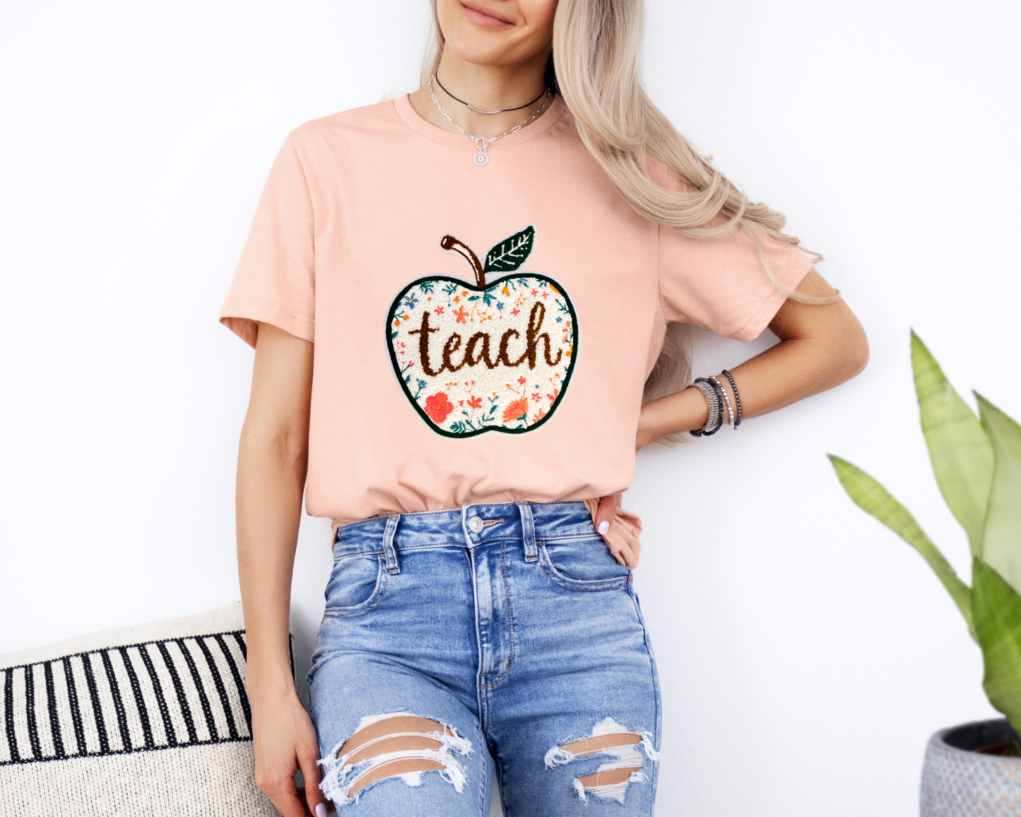 Teach Apple Chenille Patch Tee/Crew