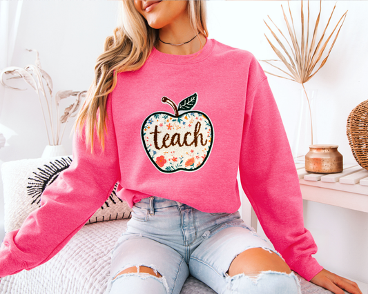 Teach Apple Chenille Patch Tee/Crew