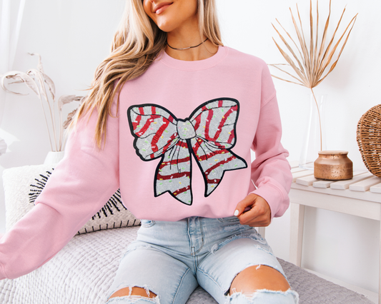 Peppermint Sprinkle Sequin Bow Sweatshirt