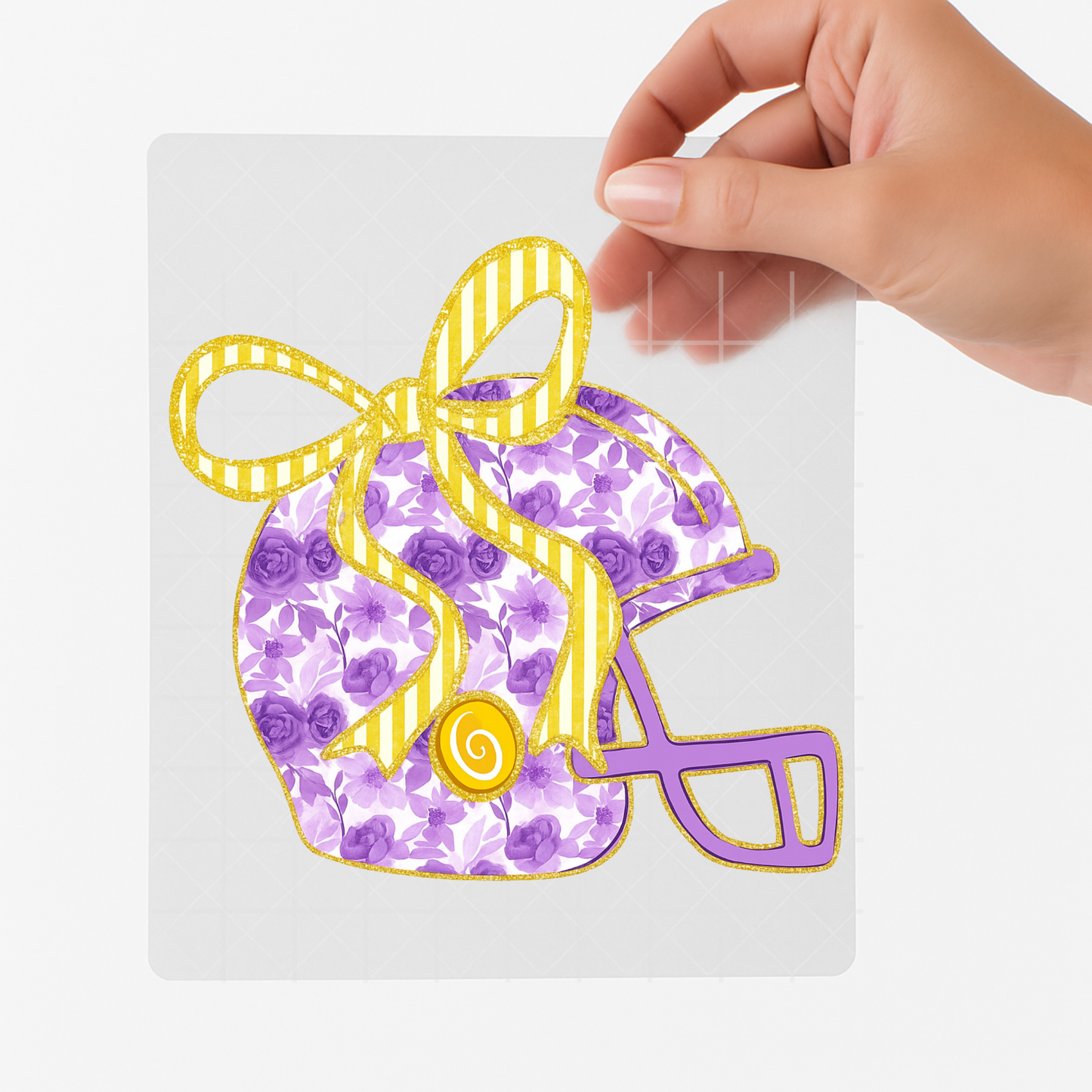 Purple Floral Helmet with Bow DTF Transfer