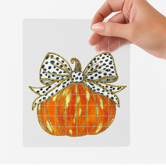 Polka Dot Bow Pumpkin DTF Transfer