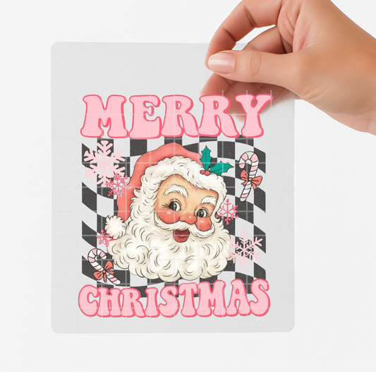 Retro Pink Merry Christmas DTF Transfer