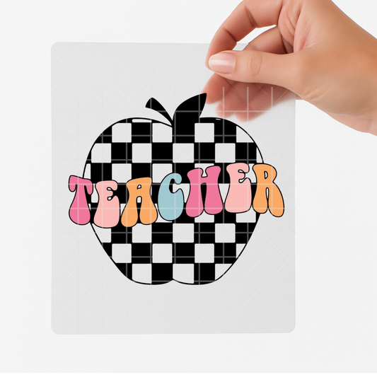 Retro Checkered Teacher DTF Transfer